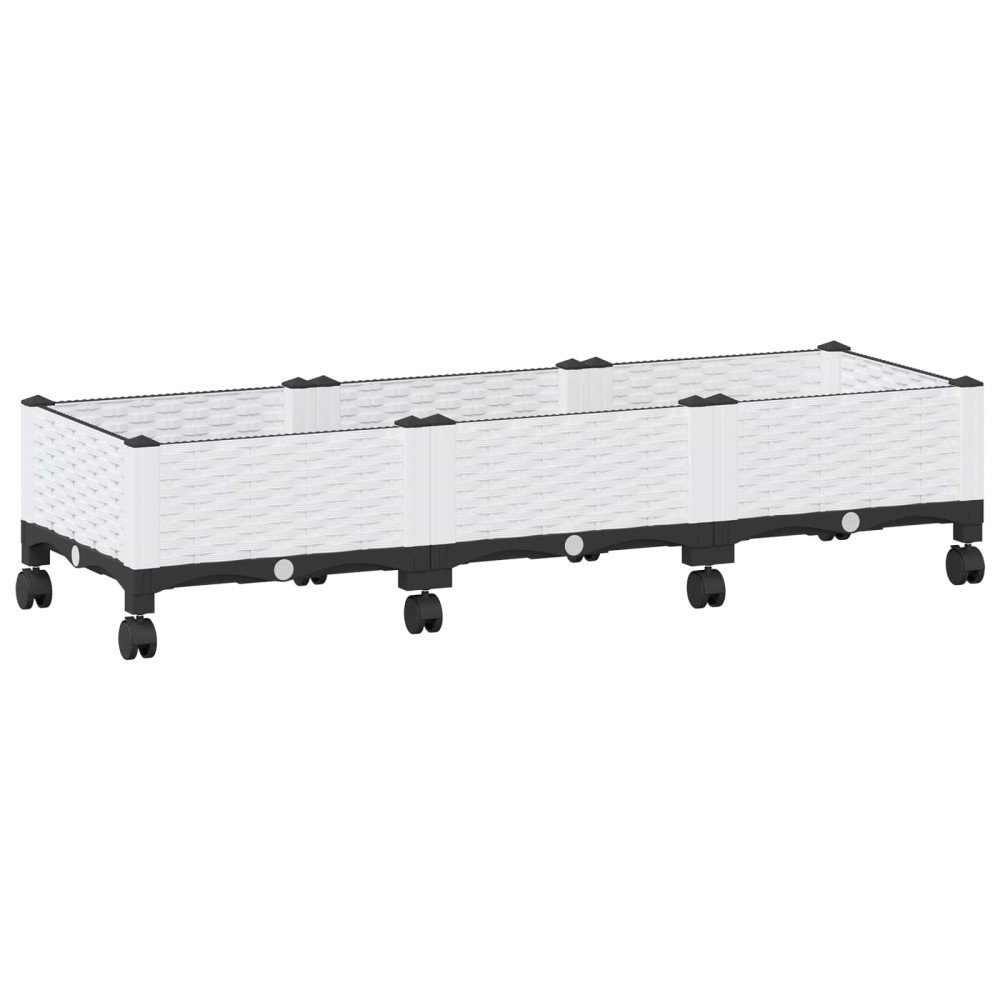 vidaXL Κήπος Γλαστράκι με Ροδάκια Λευκό 120 x 40 x 33 cm PP