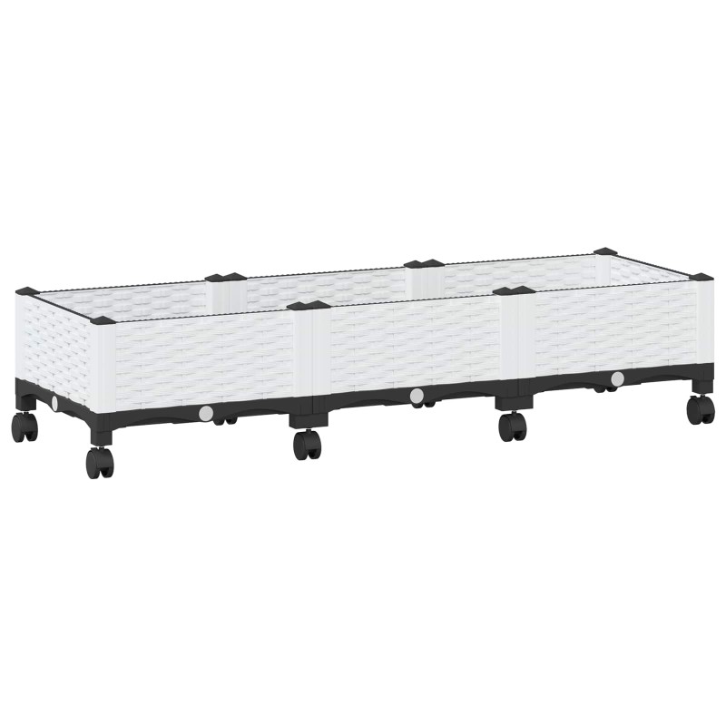 vidaXL Κήπος Γλαστράκι με Ροδάκια Λευκό 120 x 40 x 33 cm PP