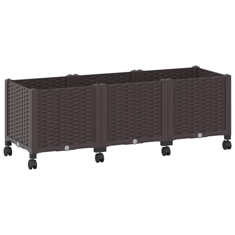 vidaXL Κήπος Γλαστράκι με Ροδάκια Καφέ 120 x 40 x 44 εκ PP