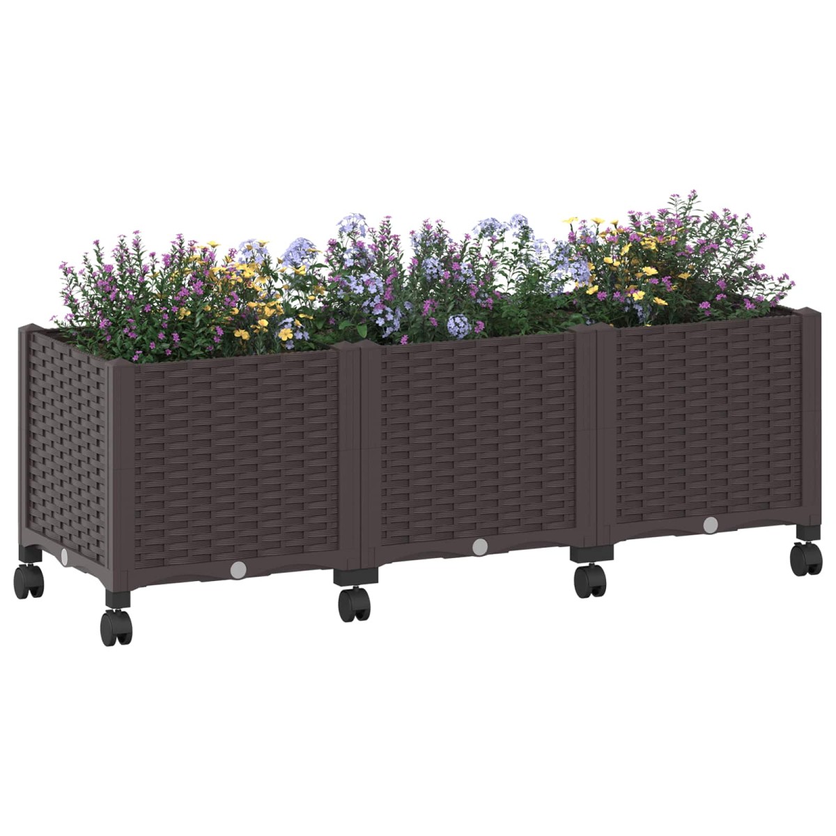 vidaXL Κήπος Γλαστράκι με Ροδάκια Καφέ 120 x 40 x 44 εκ PP