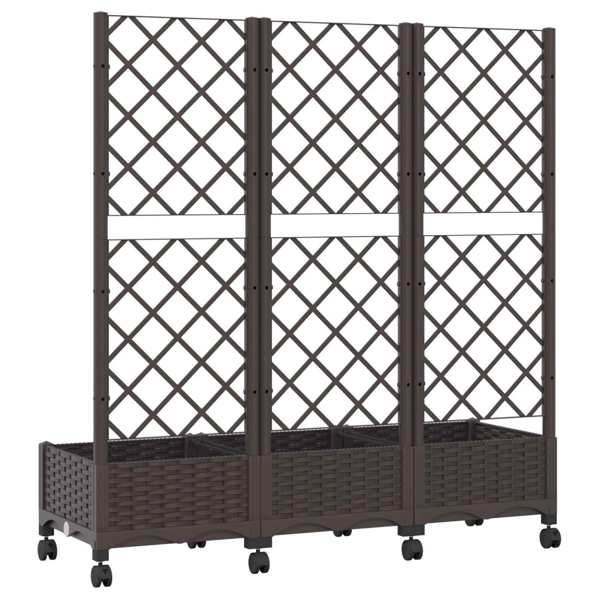 vidaXL Γλάστρα κήπου με πέργκολα & τροχούς Καφέ 120 x 40 x 131,5 εκ.