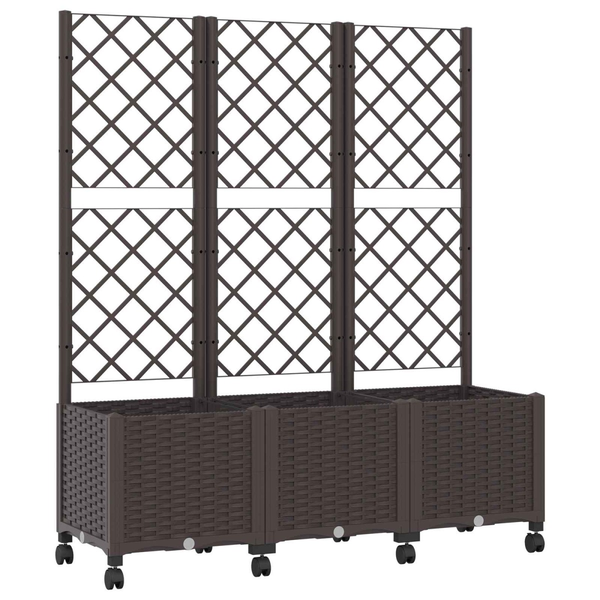 vidaXL Γλάστρα κήπου με πέργκολα & τροχούς Καφέ 120 x 40 x 146 εκ PP
