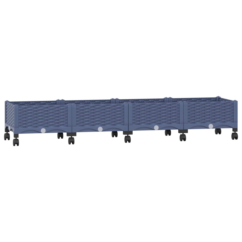 vidaXL Κήπος Γλαστράκι με Ροδάκια Μπλε Γκρι 160 x 40 x 33 cm PP