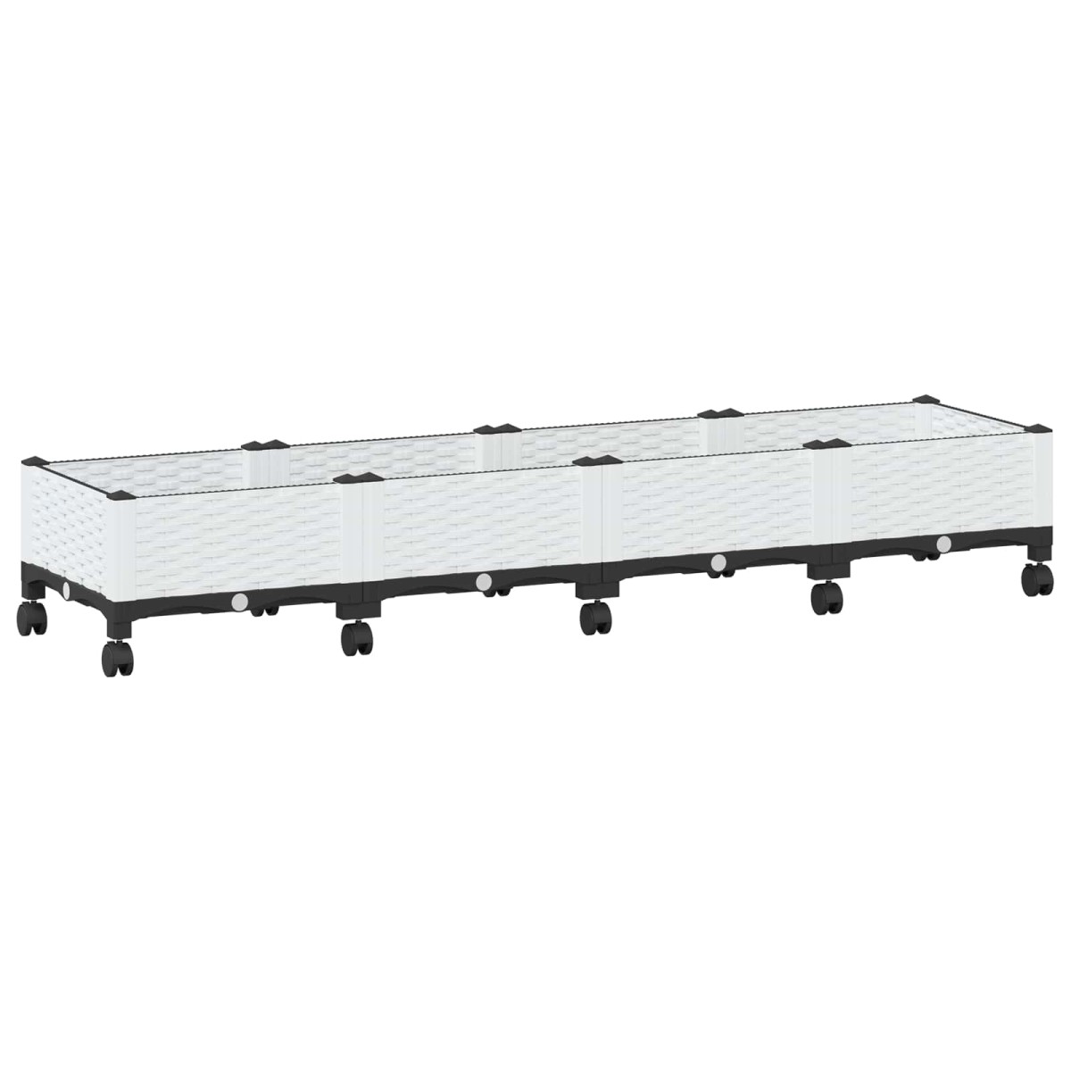 vidaXL Κήπος Γλαστράκι με Ροδάκια Λευκό 160 x 40 x 33 cm PP