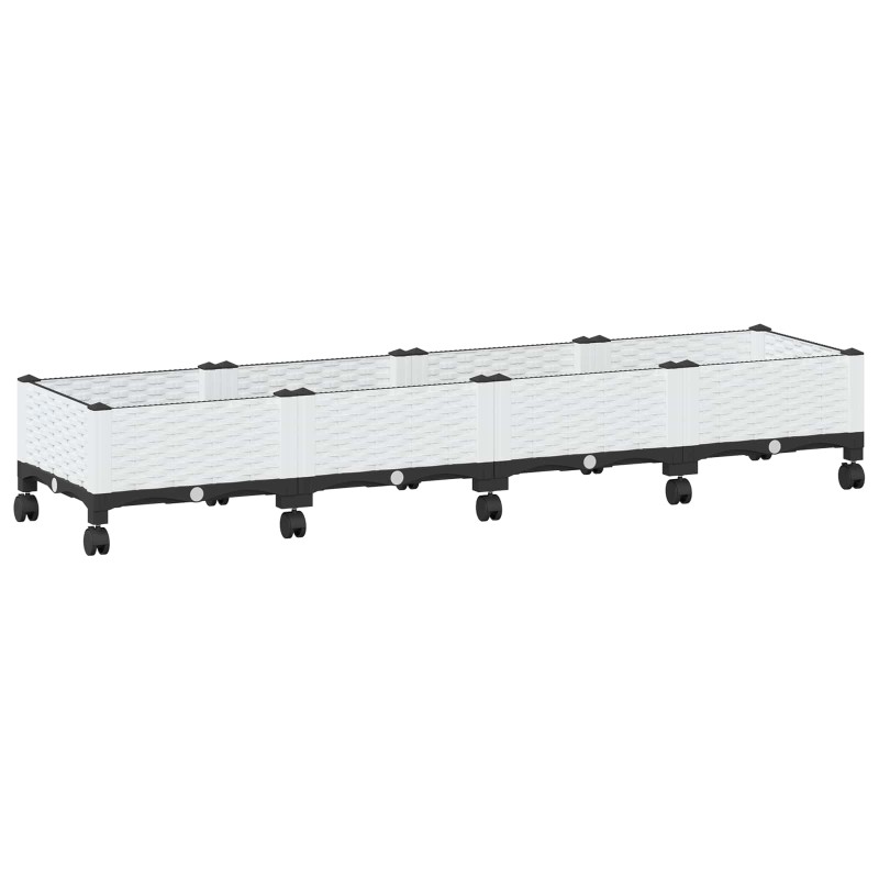 vidaXL Κήπος Γλαστράκι με Ροδάκια Λευκό 160 x 40 x 33 cm PP