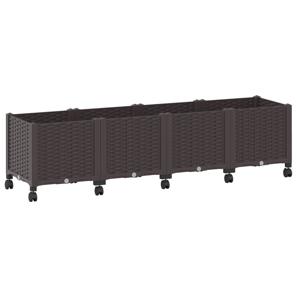 vidaXL Κήπος Γλαστράκι με Ροδάκια Καφέ 160 x 40 x 44 εκ PP