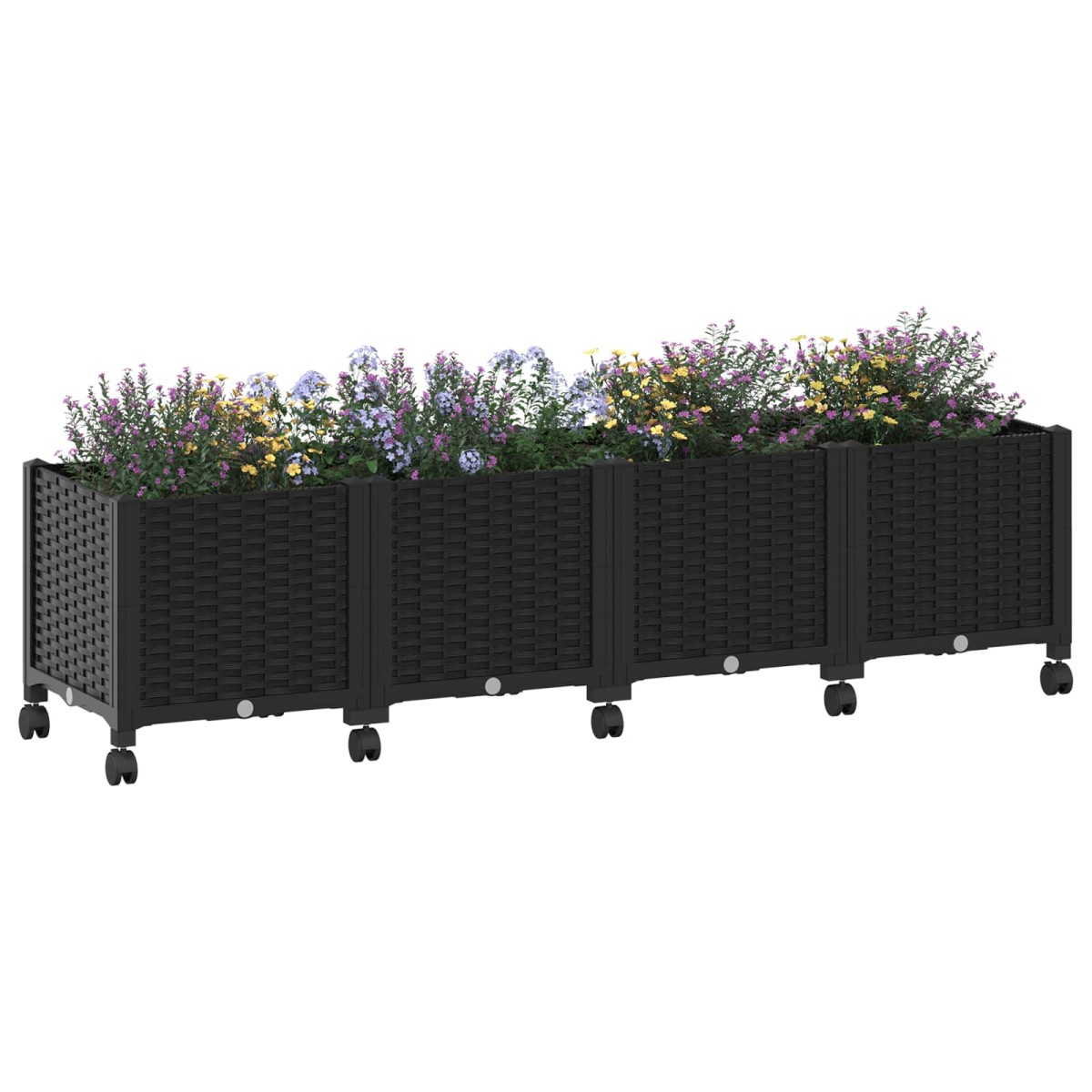 vidaXL Κήπος Γλαστράκι με Ροδάκια Μαύρο 160 x 40 x 44 εκ PP