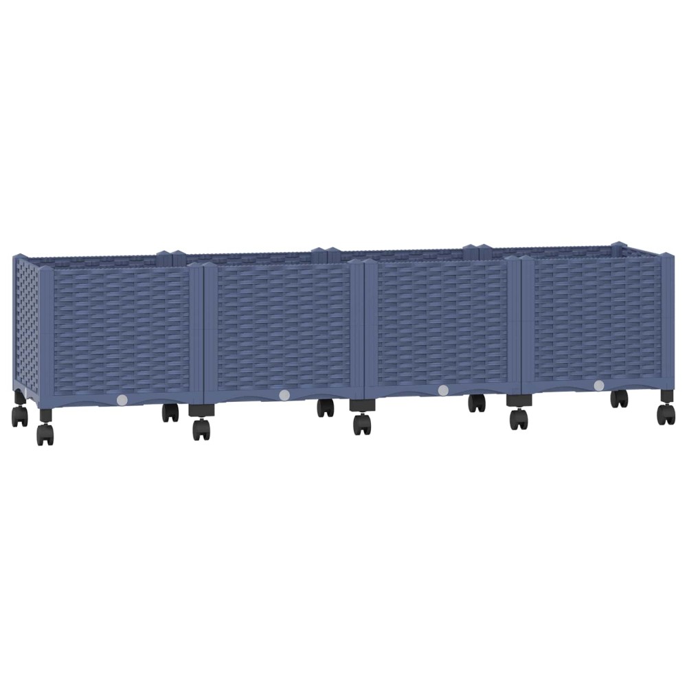 vidaXL Κήπος Γλαστράκι με Ροδάκια Μπλε Γκρι 160 x 40 x 48 cm PP