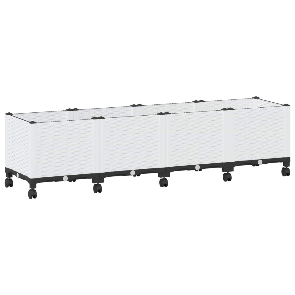 vidaXL Κήπος Γλαστράκι με Ροδάκια Λευκό 160 x 40 x 48 cm PP