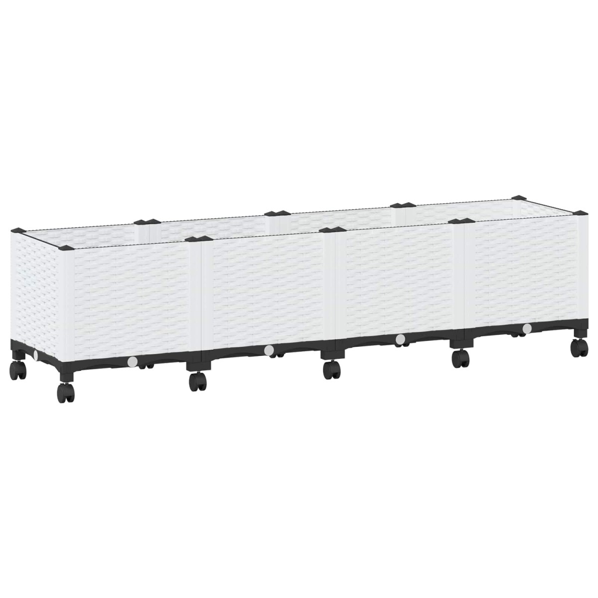 vidaXL Κήπος Γλαστράκι με Ροδάκια Λευκό 160 x 40 x 48 cm PP