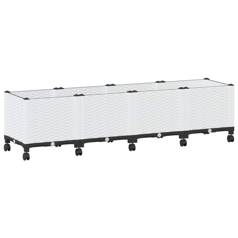 vidaXL Κήπος Γλαστράκι με Ροδάκια Λευκό 160 x 40 x 48 cm PP