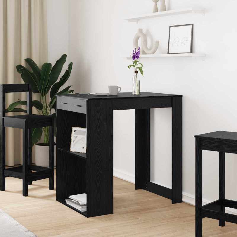 vidaXL Τραπέζι μπαρ 102 x 70 x 103,5 εκ Επεξεργασμένο Ξύλο Μαύρη Οξυά
