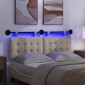 vidaXL Κεφαλάρι κρεβατιού κρεμαστό Με φωτισμό LED Κρεμ Ύφασμα