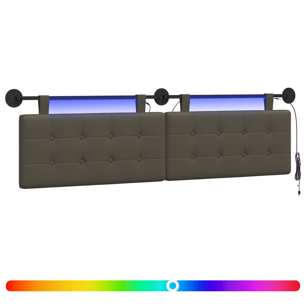vidaXL Κεφαλάρι κρεβατιού κρεμαστό Με φωτισμό LED Γκρι Τεχνητό Δέρμα