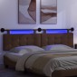 vidaXL Κεφαλάρι κρεβατιού κρεμαστό Με φωτισμό LED Καφέ Τεχνητό Δέρμα