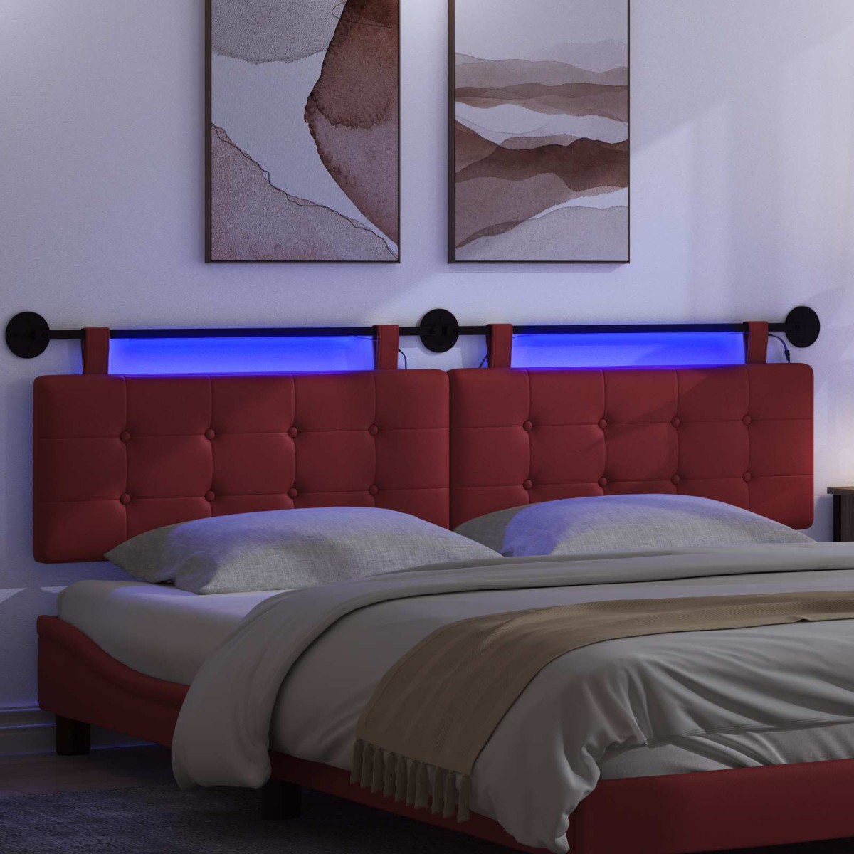 vidaXL Κεφαλάρι κρεβατιού κρεμαστό Με φωτισμό LED Κόκκινο