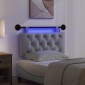 vidaXL Κεφαλάρι κρεβατιού κρεμαστό Με φωτισμό LED Ανοιχτό γκρι Ύφασμα