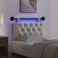 vidaXL Κεφαλάρι κρεβατιού κρεμαστό Με φωτισμό LED Κρεμ Ύφασμα