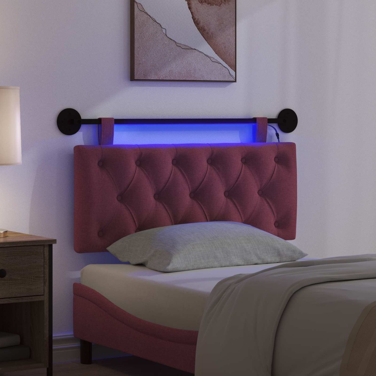 vidaXL Κεφαλάρι κρεβατιού κρεμαστό Με φωτισμό LED Κόκκινο Ύφασμα
