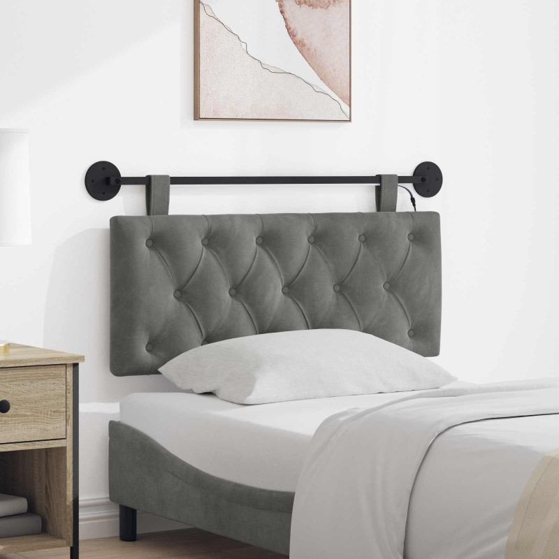 vidaXL Κεφαλάρι κρεβατιού κρεμαστό Σκούρο Γκρι Βελούδο