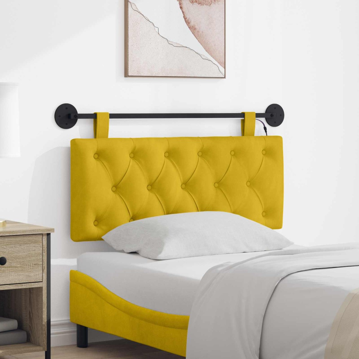vidaXL Κεφαλάρι κρεβατιού κρεμαστό Κίτρινο Βελούδο