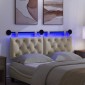 vidaXL Κεφαλάρι κρεβατιού κρεμαστό Με φωτισμό LED Κρεμ Ύφασμα