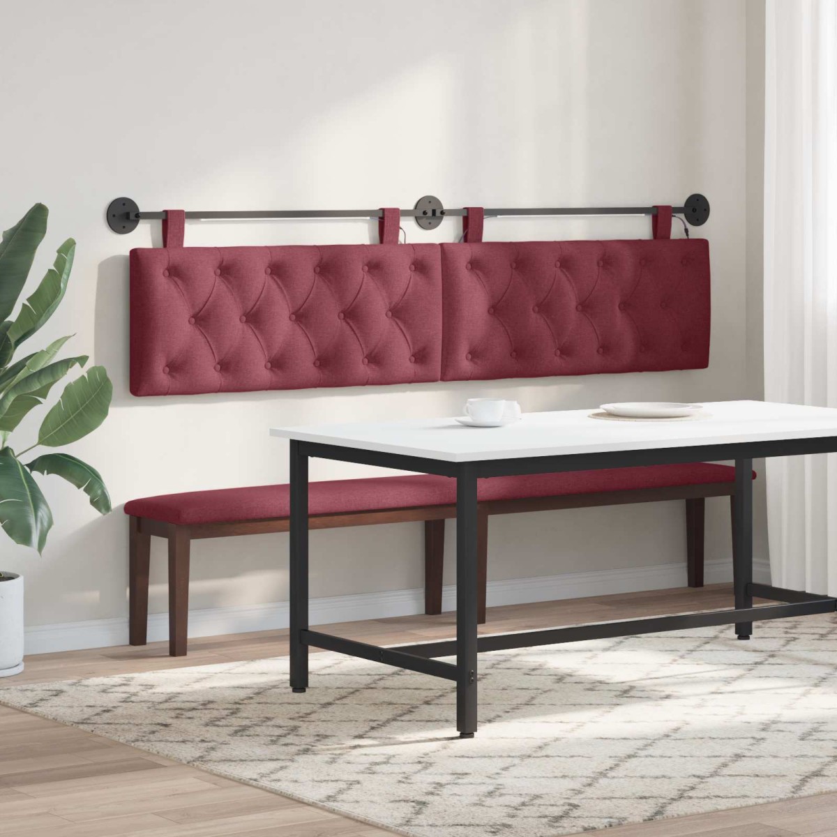 vidaXL Κεφαλάρι κρεβατιού κρεμαστό Με φωτισμό LED Κόκκινο Ύφασμα
