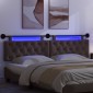 vidaXL Κεφαλάρι κρεβατιού κρεμαστό Με φωτισμό LED Σκούρο Καφέ Ύφασμα