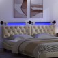 vidaXL Κεφαλάρι κρεβατιού κρεμαστό Με φωτισμό LED Κρεμ Ύφασμα