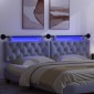 vidaXL Κεφαλάρι κρεβατιού κρεμαστό Με φωτισμό LED Μπλε τζην Ύφασμα