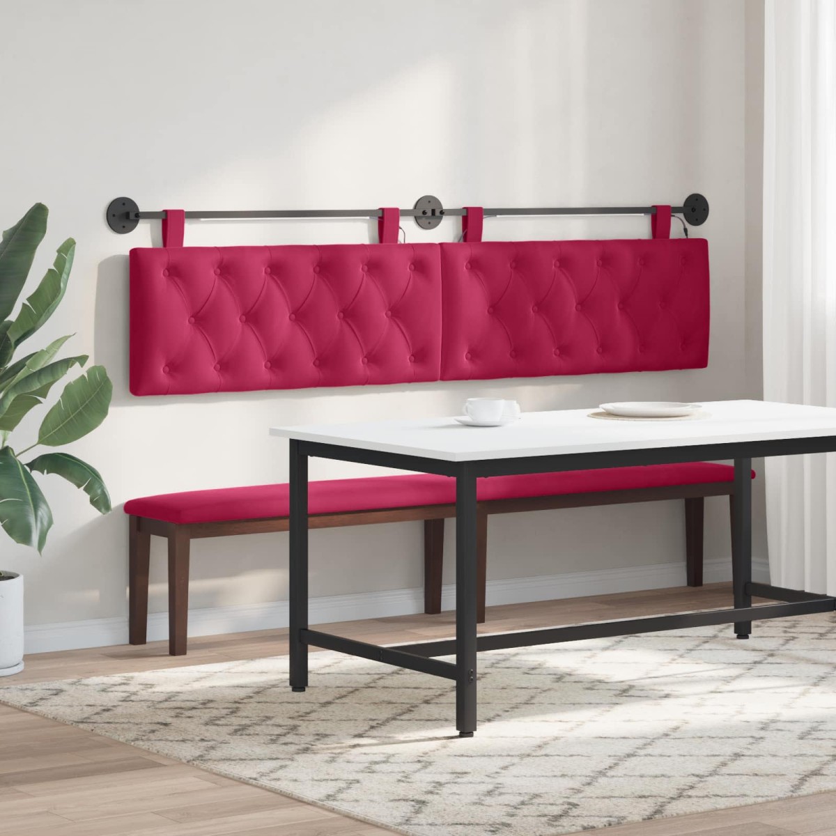 vidaXL Κεφαλάρι κρεβατιού κρεμαστό Με φωτισμό LED Κόκκινο Βελούδο
