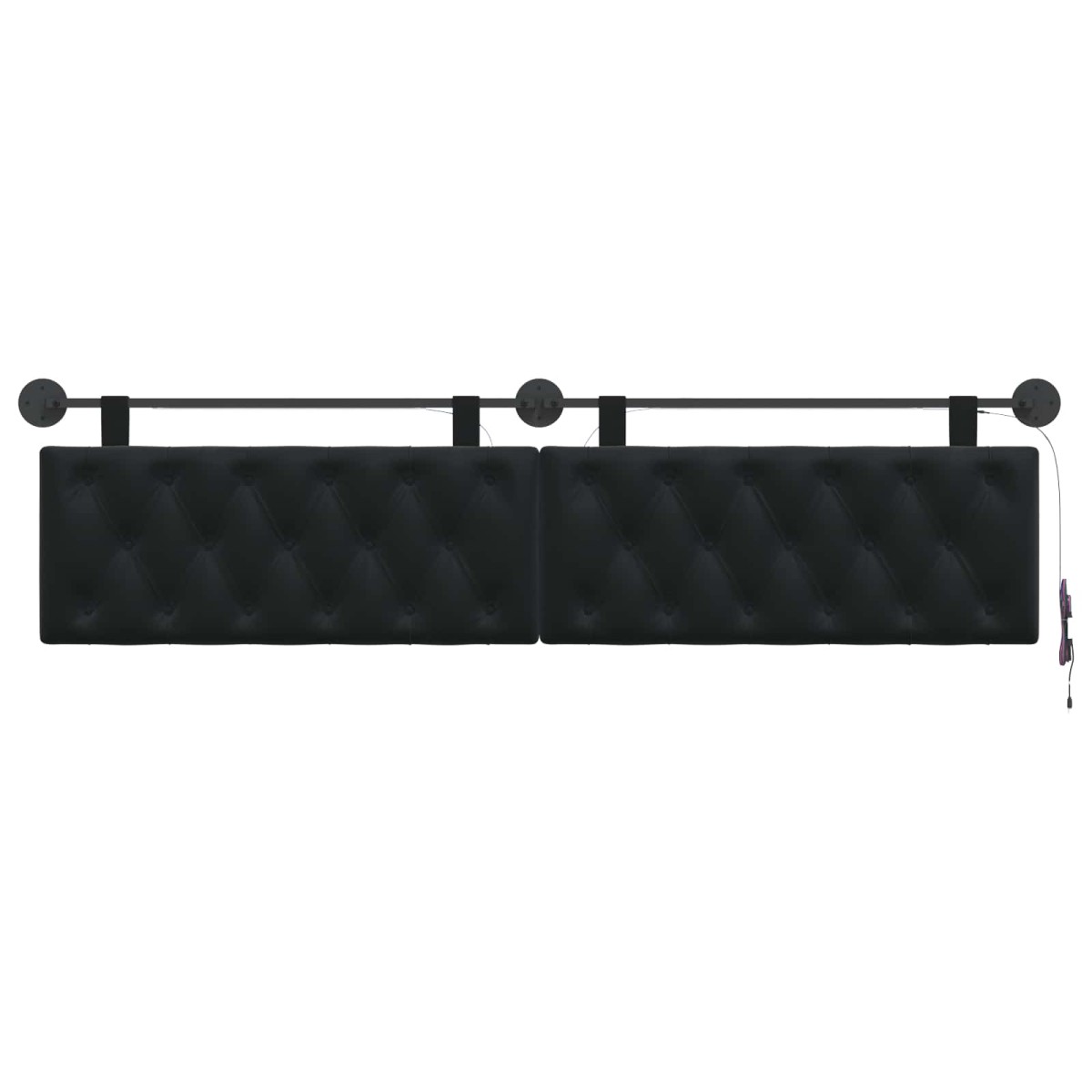 vidaXL Κεφαλάρι κρεβατιού κρεμαστό Με φωτισμό LED Μαύρο Βελούδο