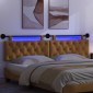 vidaXL Κεφαλάρι κρεβατιού κρεμαστό Με φωτισμό LED Καφέ Βελούδο