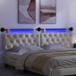vidaXL Κεφαλάρι κρεβατιού κρεμαστό Με φωτισμό LED Κρεμ Βελούδο