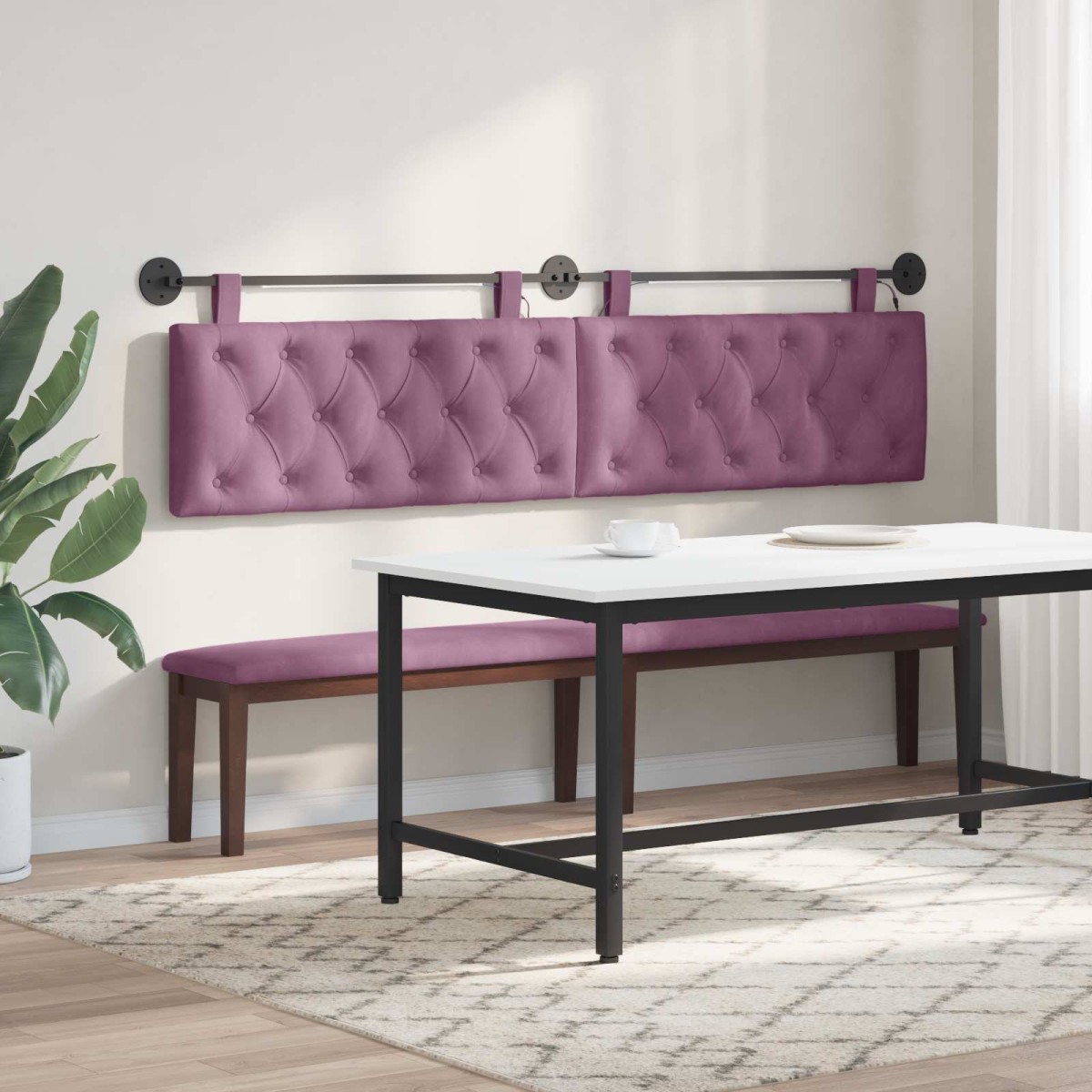 vidaXL Κεφαλάρι κρεβατιού κρεμαστό Με φωτισμό LED Μοβ Βελούδο