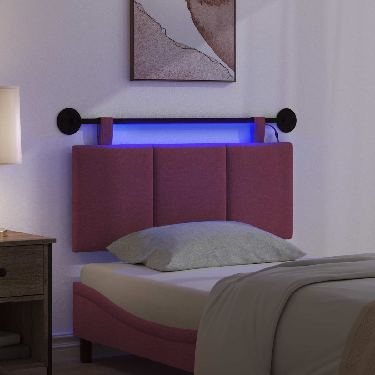 vidaXL Κεφαλάρι κρεβατιού κρεμαστό Με φωτισμό LED Κόκκινο Ύφασμα