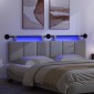 vidaXL Κεφαλάρι κρεβατιού κρεμαστό Με φωτισμό LED Ανοιχτό γκρι Ύφασμα