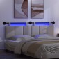 vidaXL Κεφαλάρι κρεβατιού κρεμαστό Με φωτισμό LED Σκίουρος Γκρί Ύφασμα