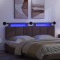 vidaXL Κεφαλάρι κρεβατιού κρεμαστό Με φωτισμό LED Σκούρο Καφέ Ύφασμα