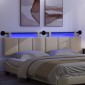 vidaXL Κεφαλάρι κρεβατιού κρεμαστό Με φωτισμό LED Κρεμ Ύφασμα