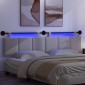 vidaXL Κεφαλάρι κρεβατιού κρεμαστό Με φωτισμό LED Λευκό Ύφασμα