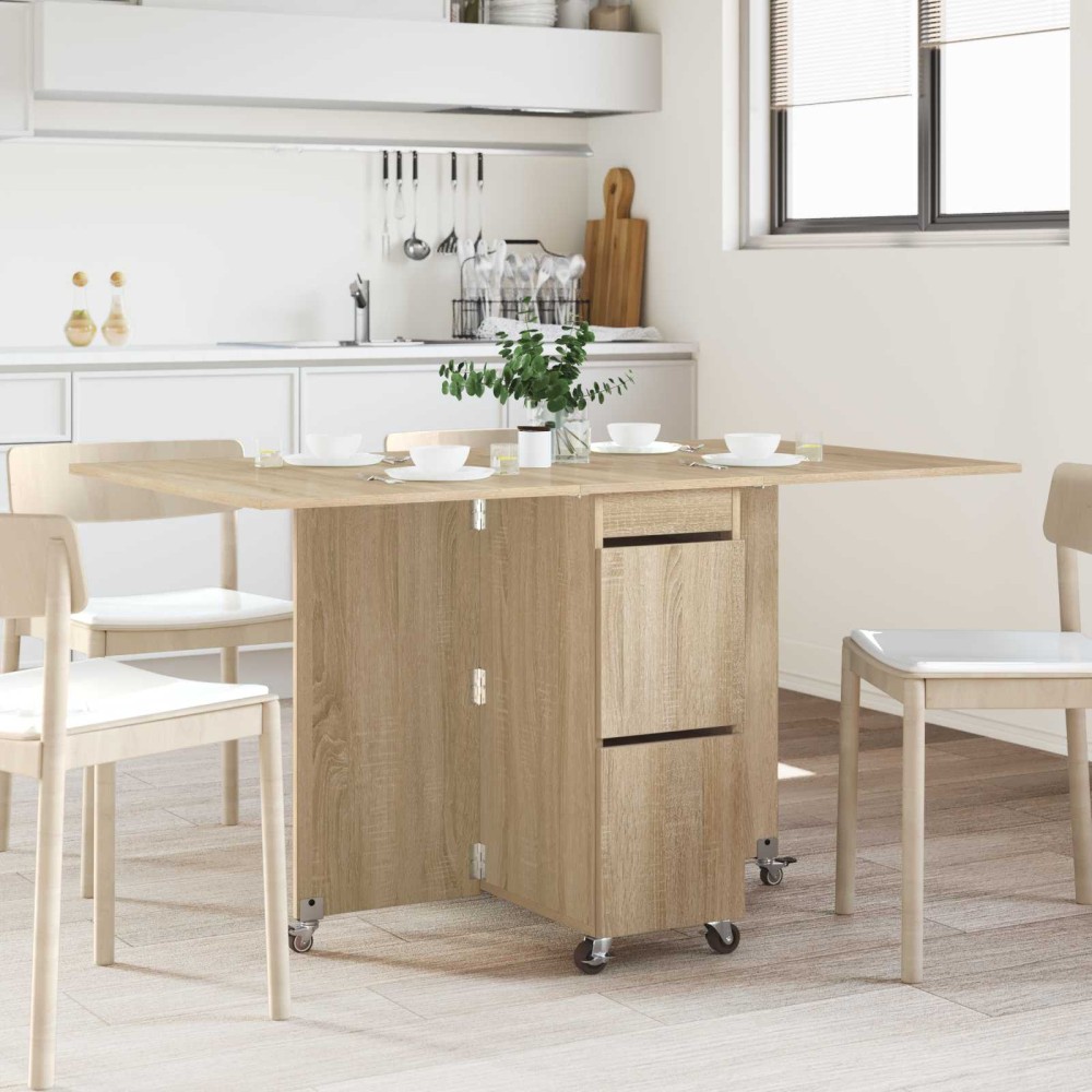 vidaXL Τραπέζι φαγητού 140 x 80 x 77 cm Επεξεργασμένο Ξύλο Sonoma Δρυς