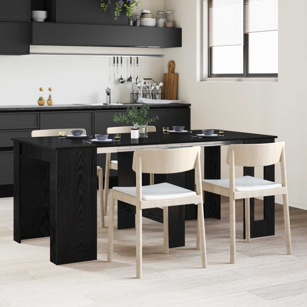 vidaXL Τραπέζι φαγητού 180 x 85 x 75 εκ Επεξεργασμένο Ξύλο Μαύρη Δρυς