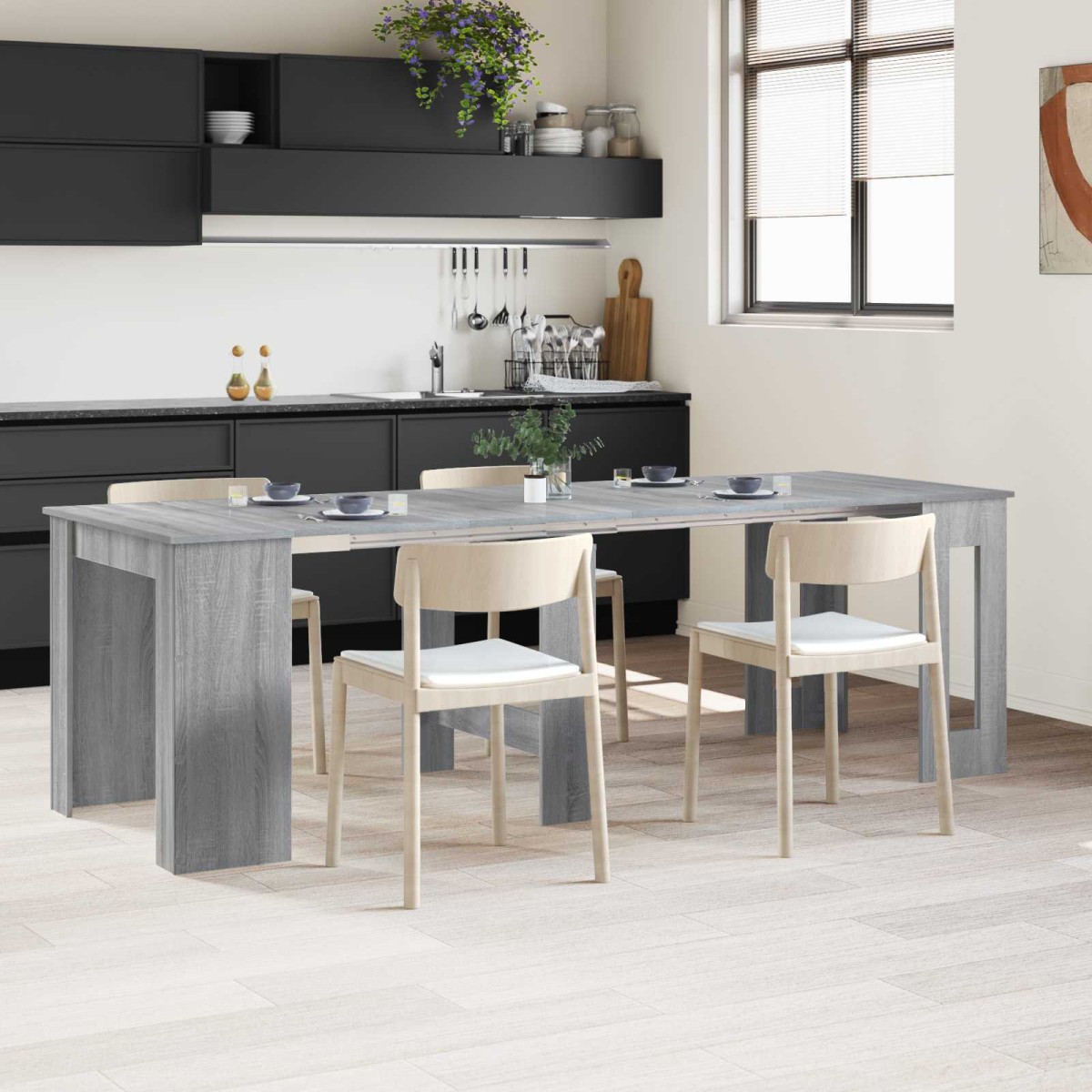 vidaXL Τραπέζι φαγητού 240 x 85 x 75 εκ Επεξεργασμένο Ξύλο Γκρι Sonoma