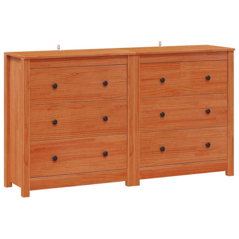 vidaXL Πλαϊνό γραφείο 2 τμχ. Κερωμένο Καφέ 140 x 35 x 80 εκ.