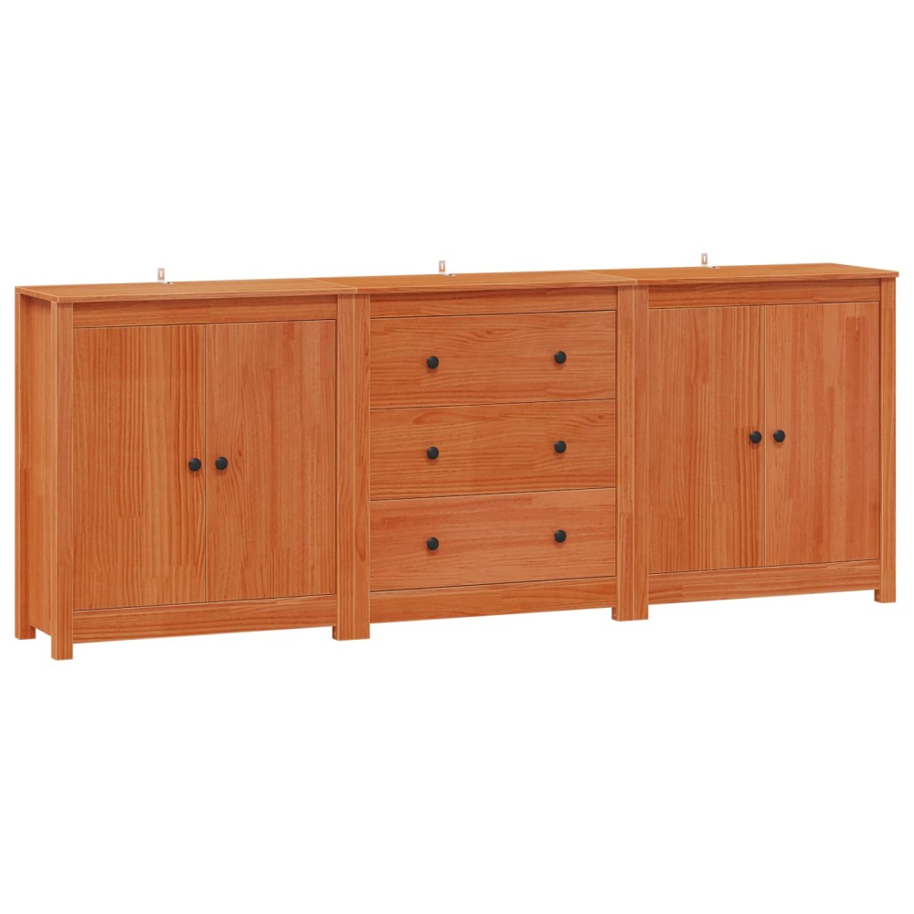 vidaXL Πλαϊνό γραφείο 3 τμχ. Κερωμένο Καφέ 210 x 35 x 80 εκ