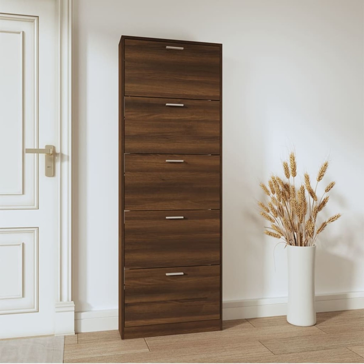 vidaXL Παπουτσοθήκη Καφέ Δρυς 59x17x169 εκ. από Επεξεργασμένο Ξύλο