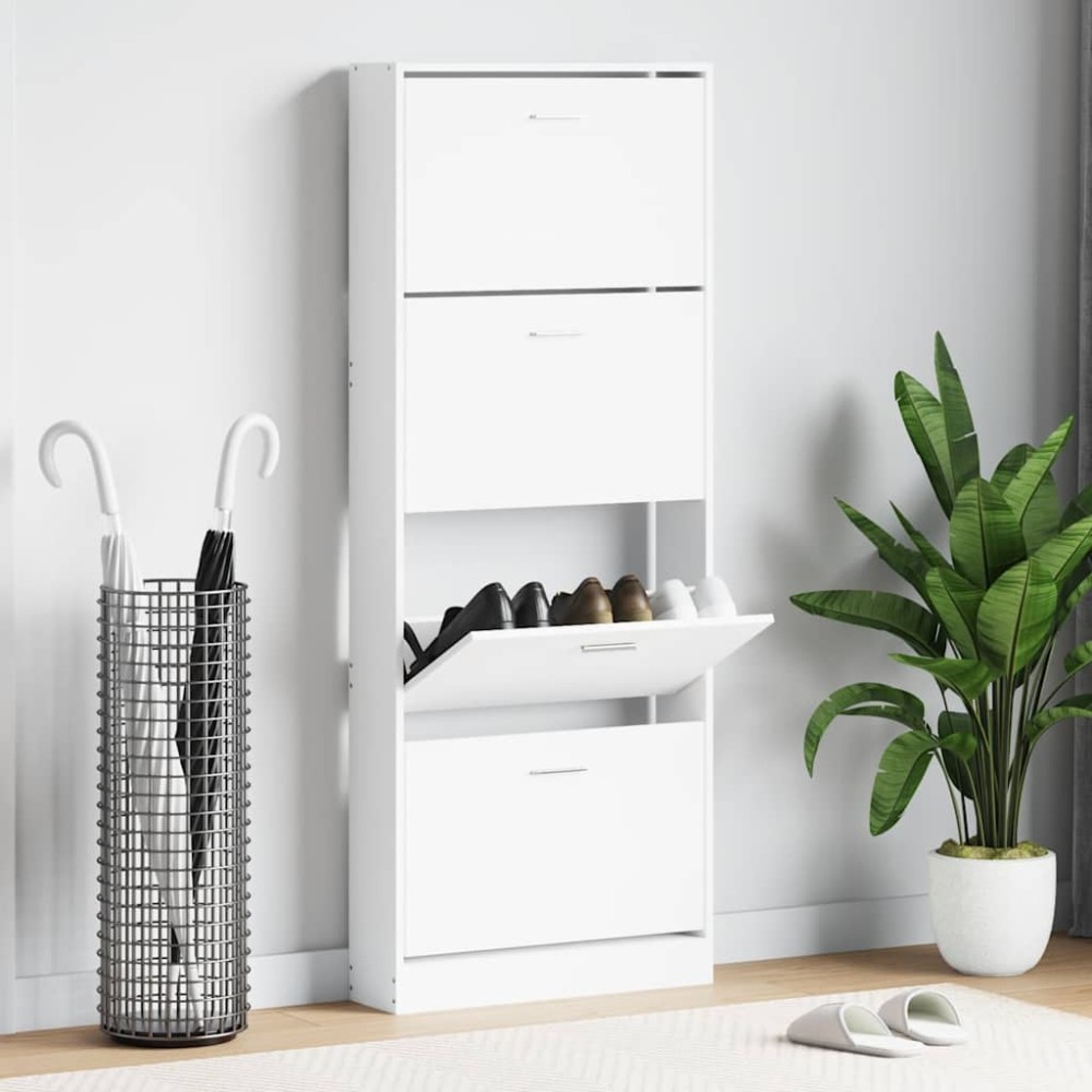 vidaXL Παπουτσοθήκη Λευκή 59 x 17 x 150 εκ. από Επεξεργασμένο Ξύλο