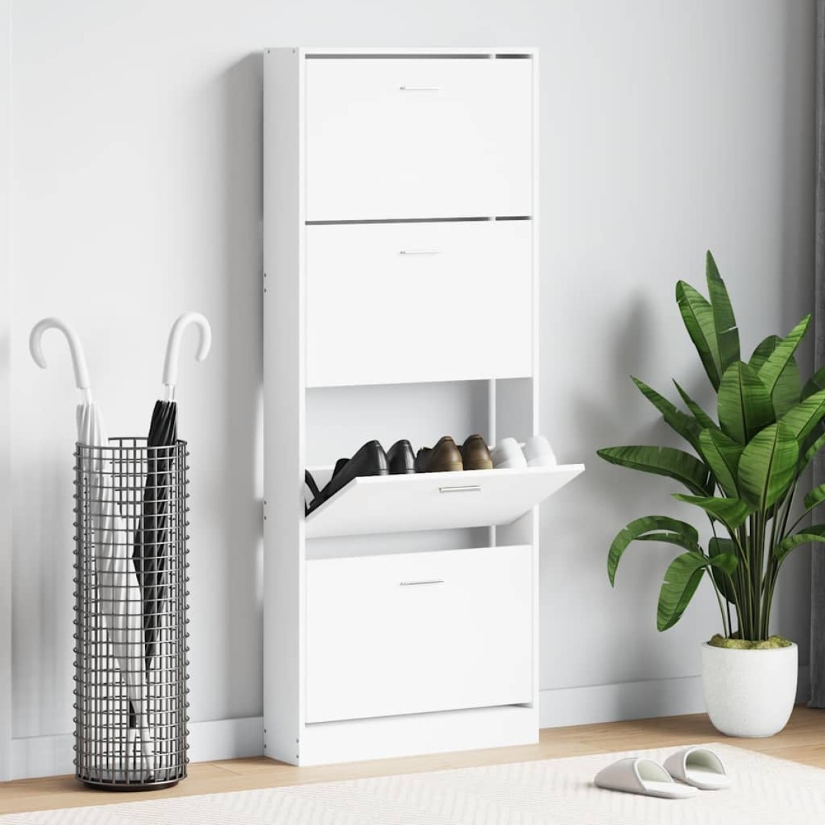 vidaXL Παπουτσοθήκη Λευκή 59 x 17 x 150 εκ. από Επεξεργασμένο Ξύλο