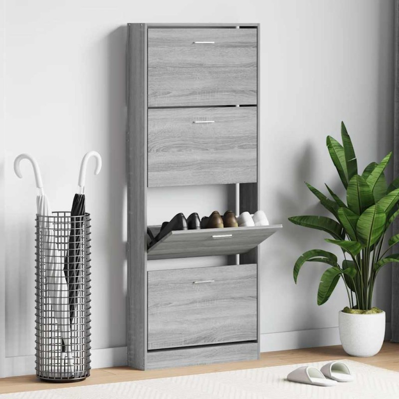 vidaXL Παπουτσοθήκη Γκρι Sonoma 59x17x150 εκ. από Επεξεργασμένο Ξύλο